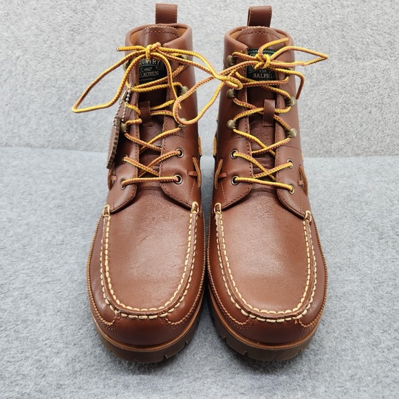new men's 12 Polo Ralph Lauren Ranger Mid Boots Brown Horween Leather Moc Toe - Picture 5 of 9